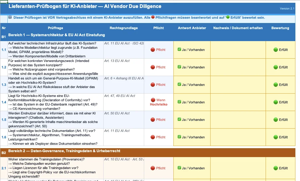 KI-Lieferanten-Prüfbogen